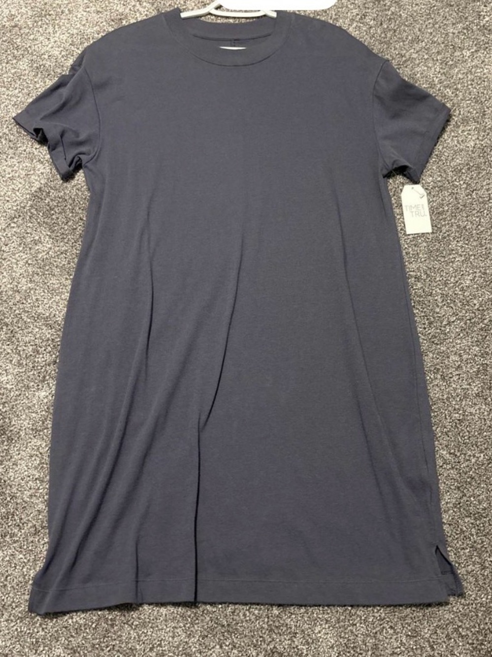 Time and Tru Navy Short Sleeve T-Shirt Dress
